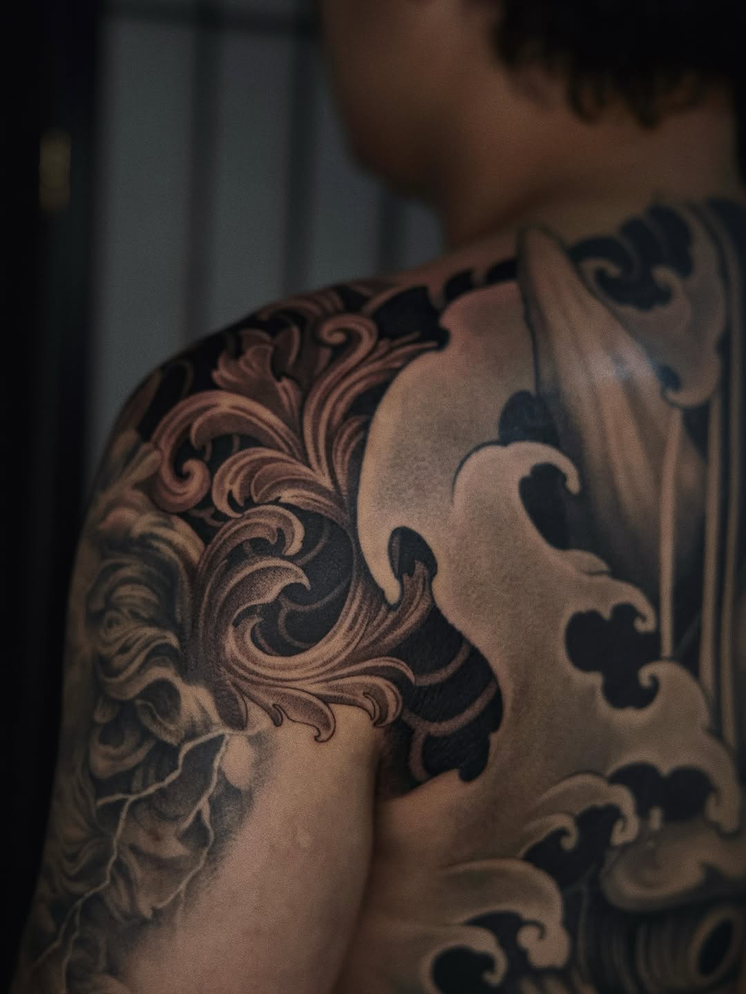 Tattoo by @blxcoxttt — japanese_irezumi, black_and_grey