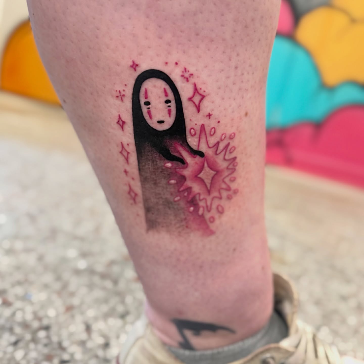 No face ghost anime tattoo on the forearm by Chuckthegirl