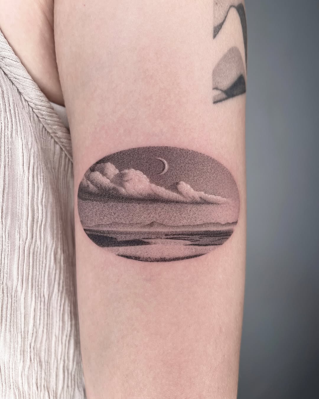 Tattoo by @nuku_tattoo — dotwork, black_and_grey