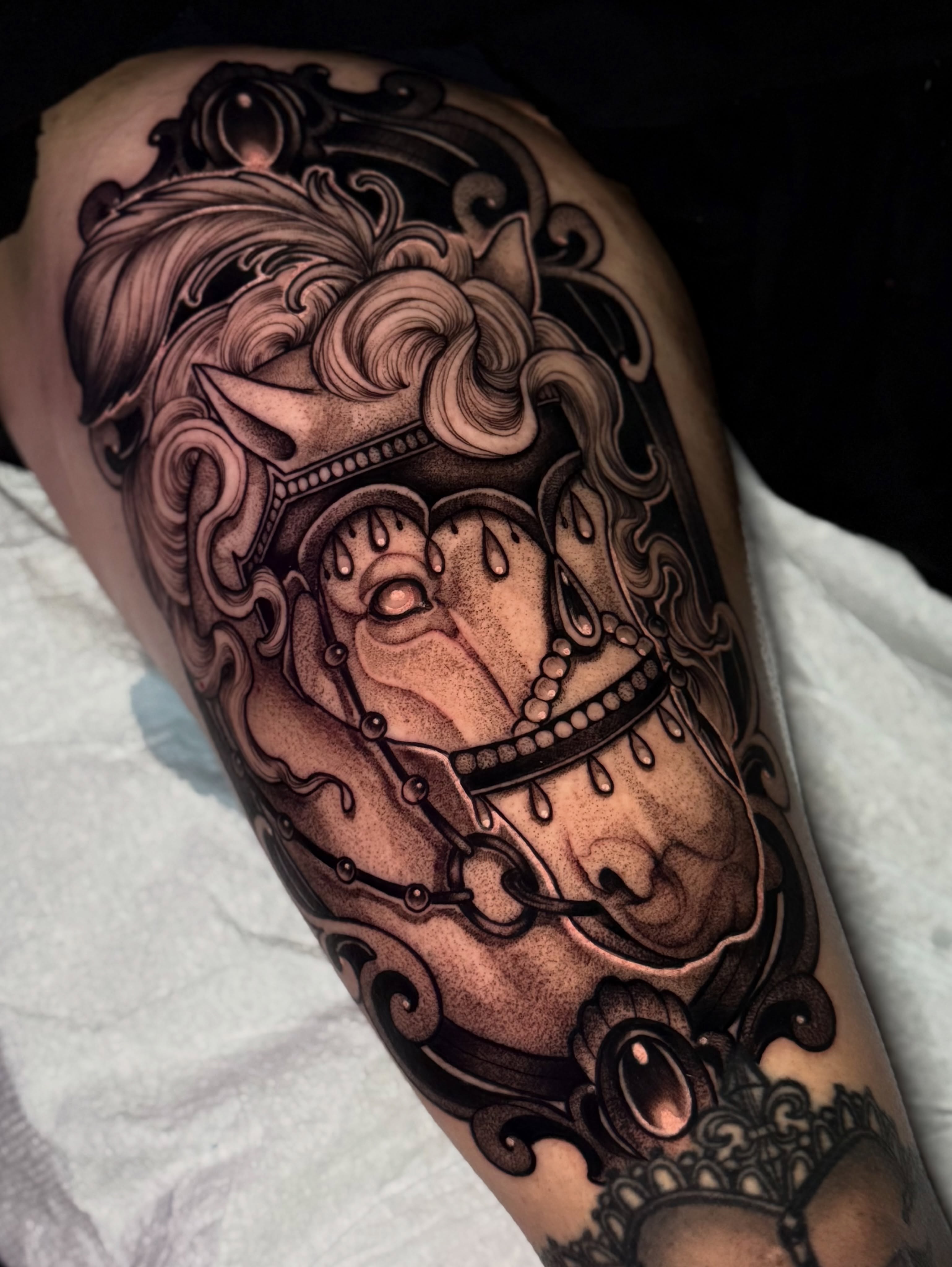 Tattoo by @xtoughtittytattoox — black_and_grey, realism