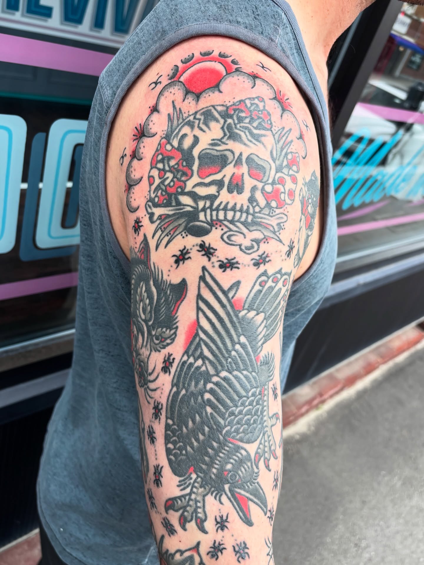 Tattoo by @rest_press — american_traditional, trash_polka