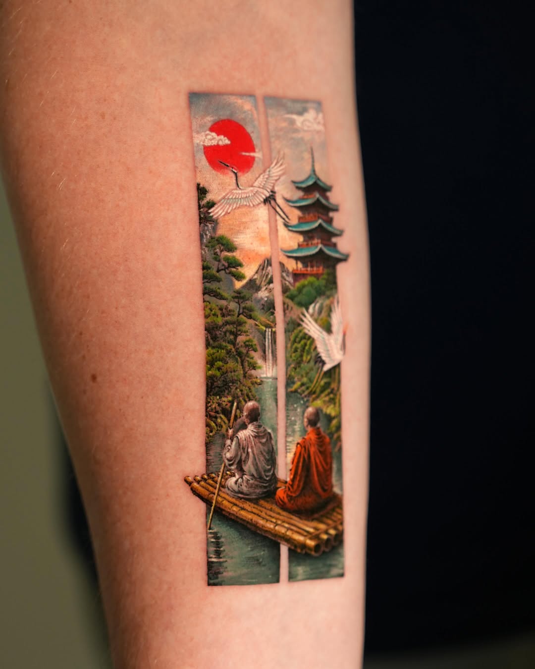 Watercolor tattoo on the forearm by EQ