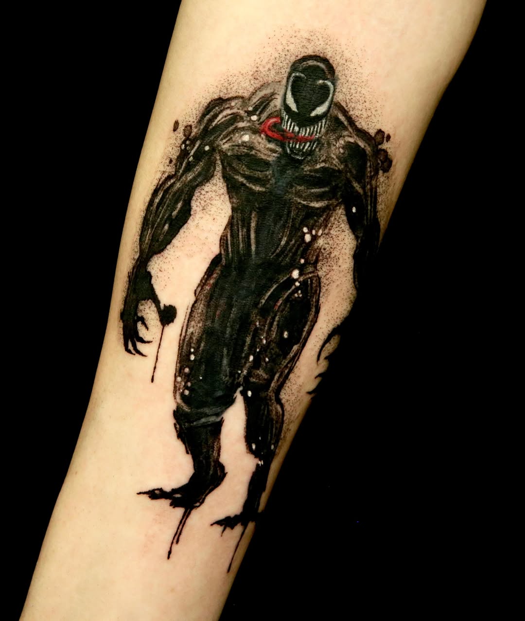 Tattoo by @echo.tattoos — dotwork, dark_realism