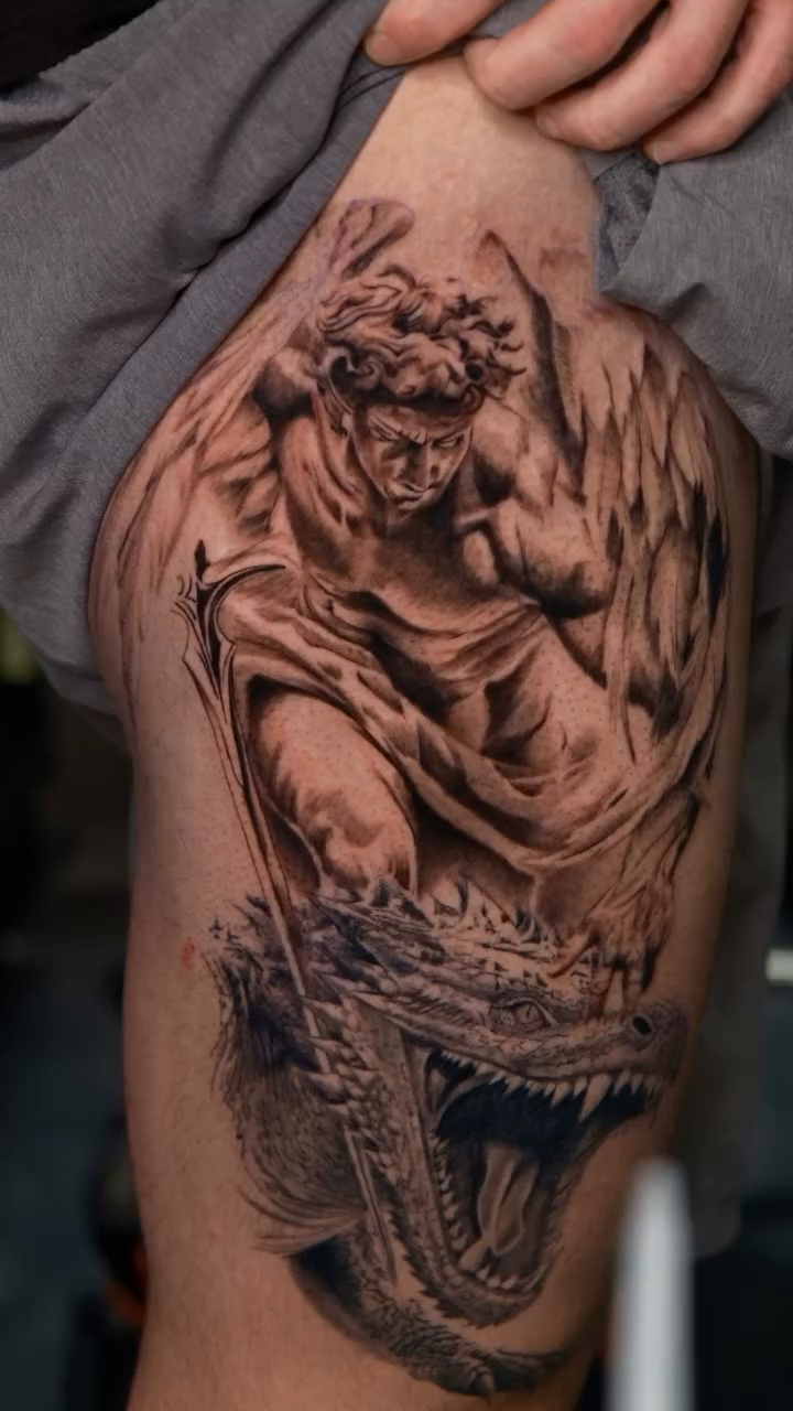 Tattoo by @obsidianinkstudio — realism, black_and_grey
