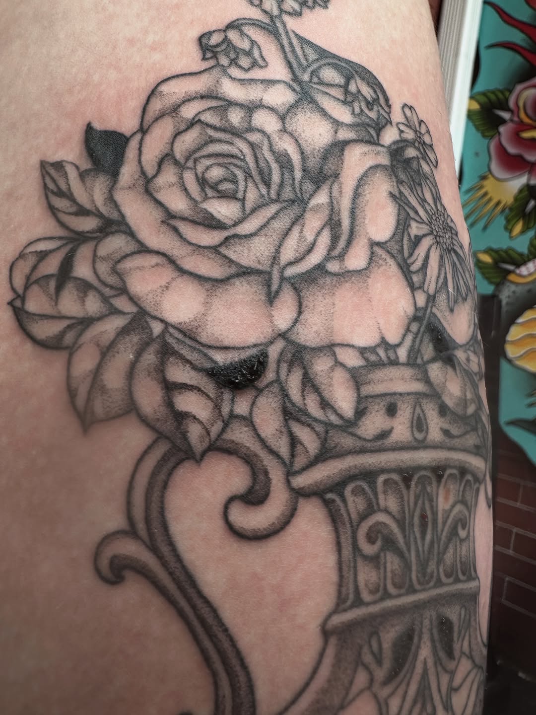 Tattoo by @tattooshananigans — black_and_grey, dotwork