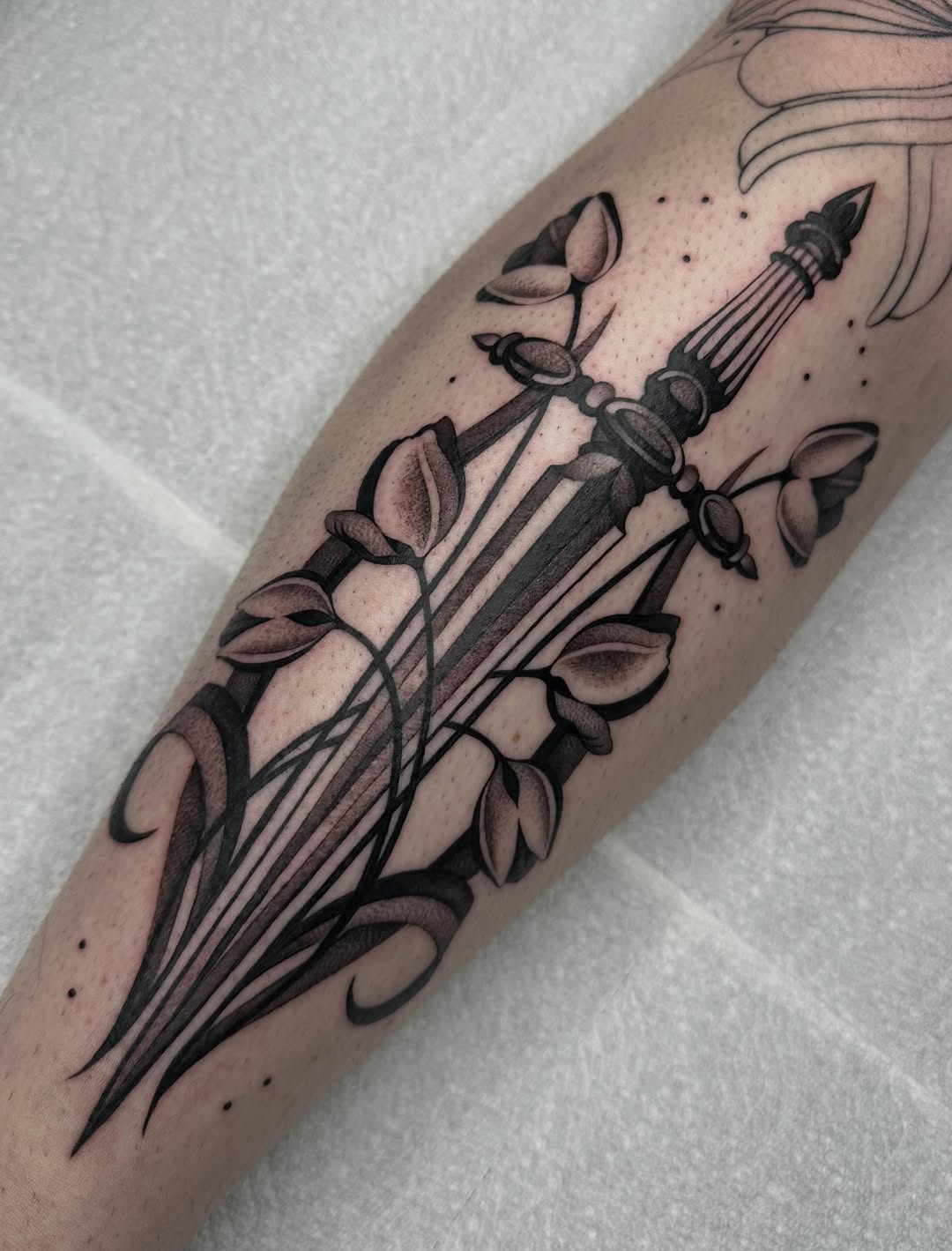 Tattoo by @fatalkatietattoo — black_and_grey, ornamental
