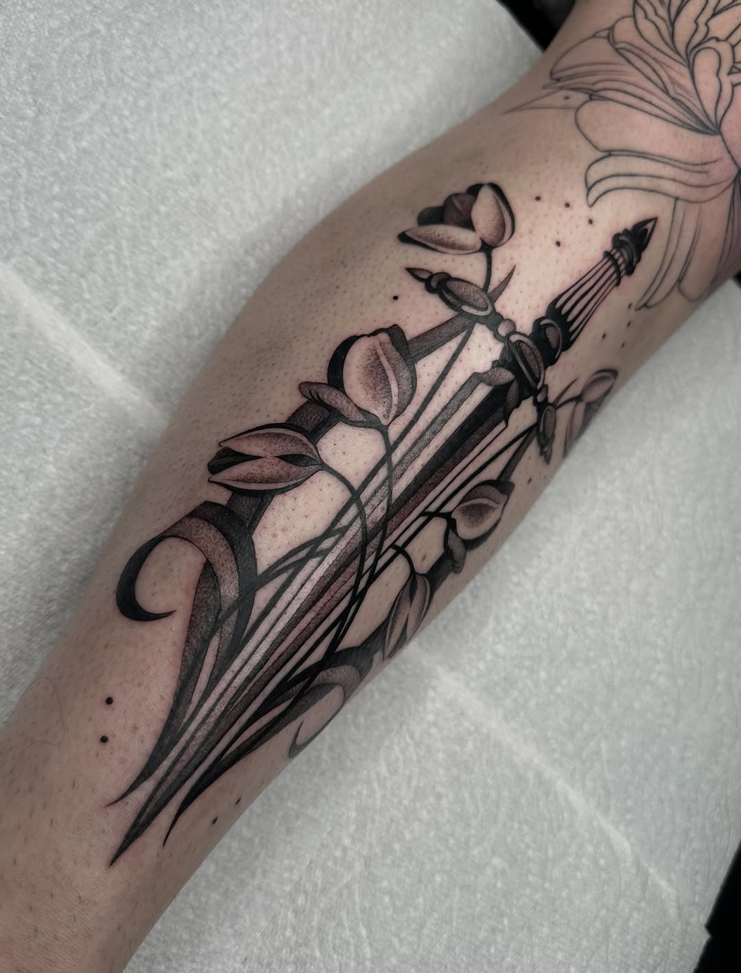 Tattoo by @fatalkatietattoo — black_and_grey, ornamental