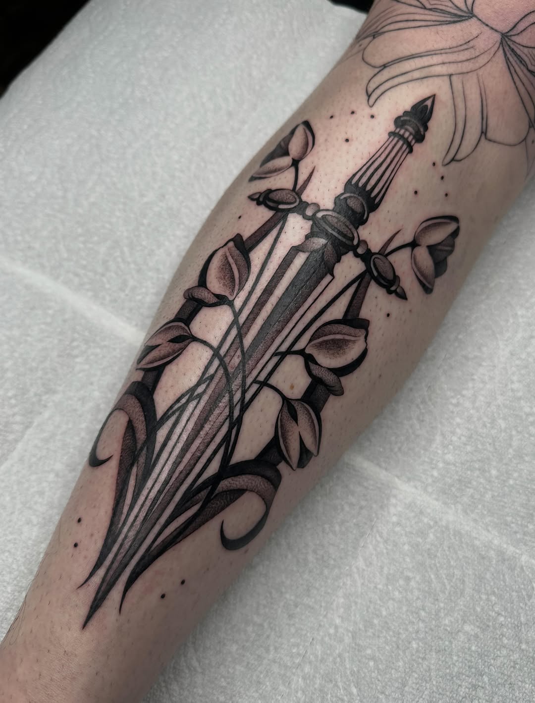 Tattoo by @fatalkatietattoo — black_and_grey, ornamental