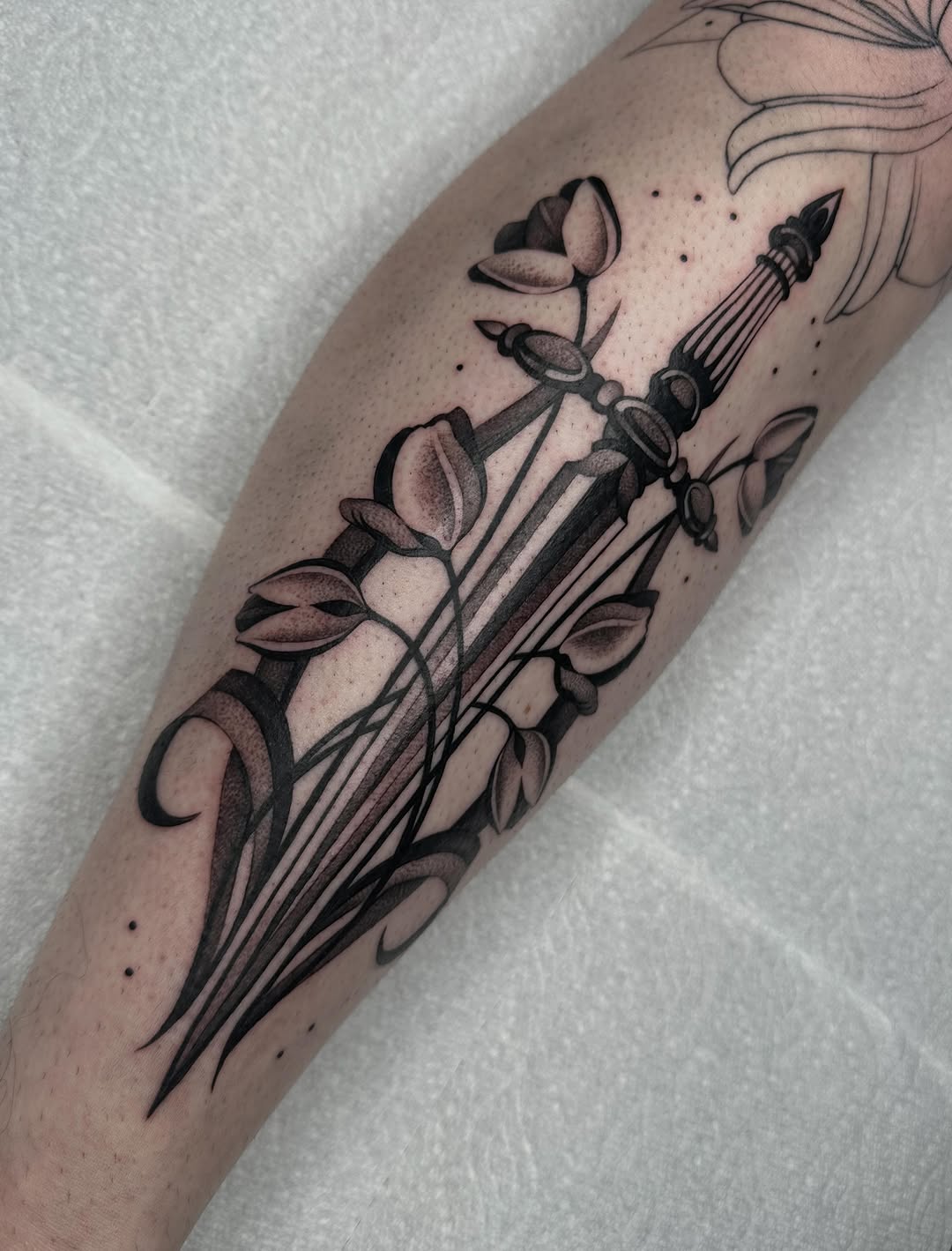 Tattoo by @fatalkatietattoo — black_and_grey, ornamental