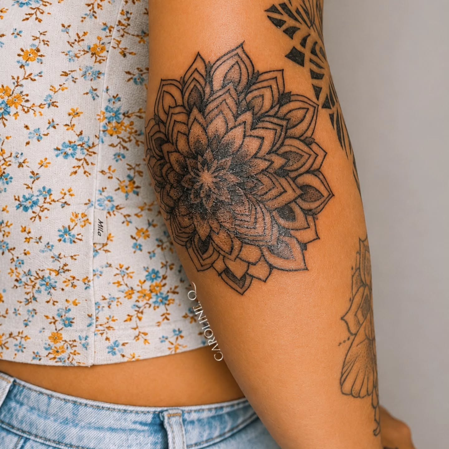 Tattoo by @obsidiandragonink — dotwork, geometric