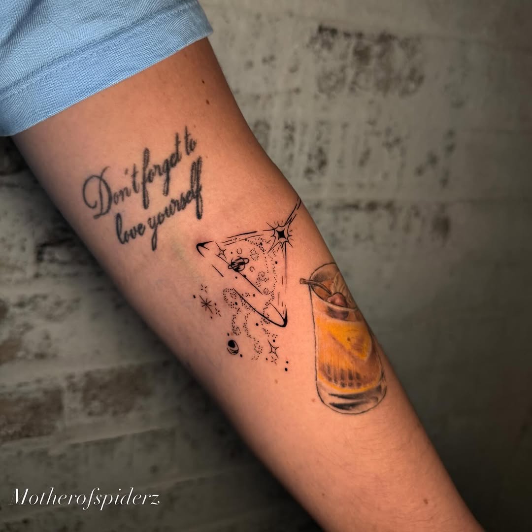 Tattoo by @motherofspiderz β lettering_script, fine_line