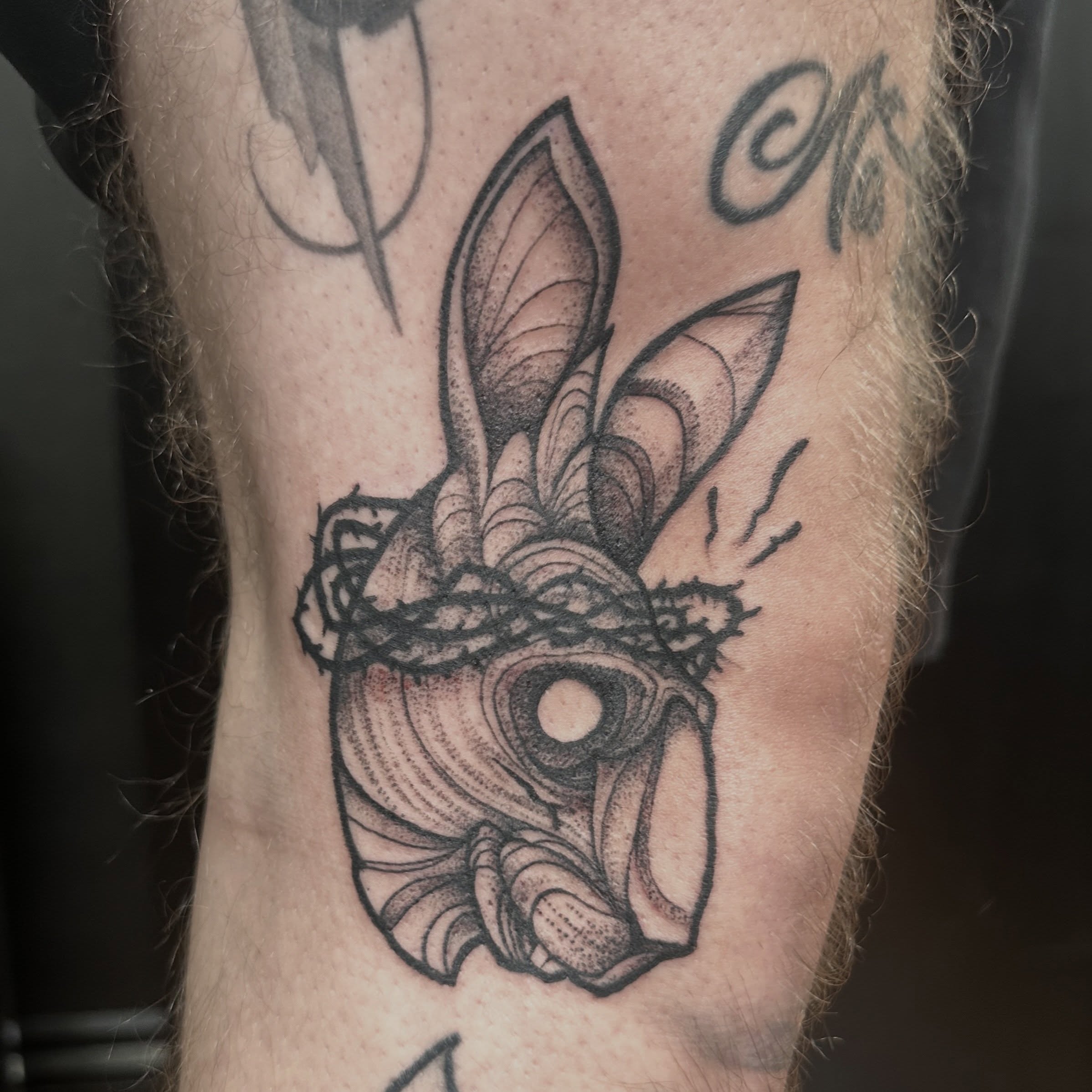 Tattoo by @gracetattoo — dotwork, black_and_grey