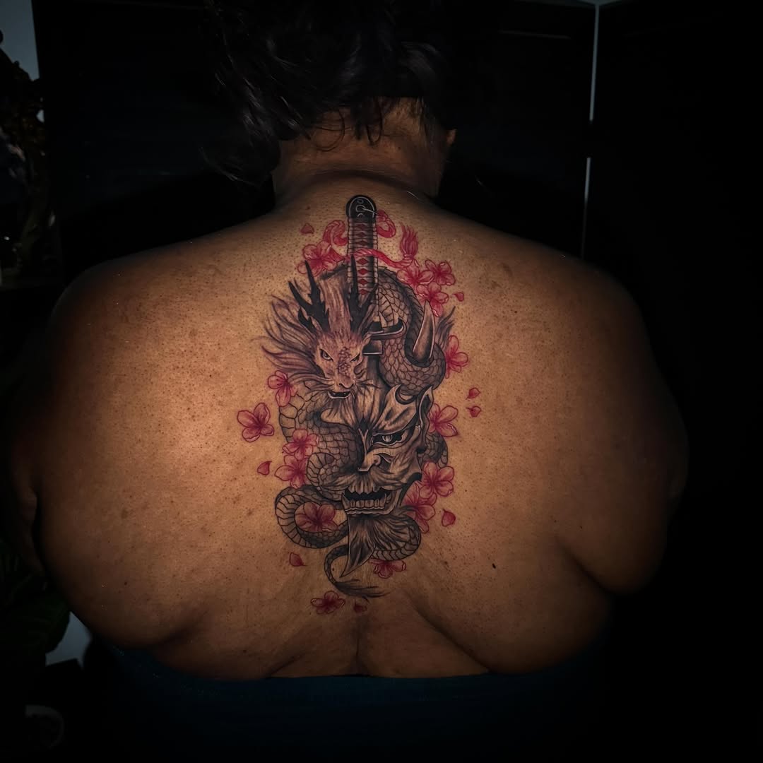 Tattoo by @sad_girl_tattoos — japanese_irezumi, black_and_grey