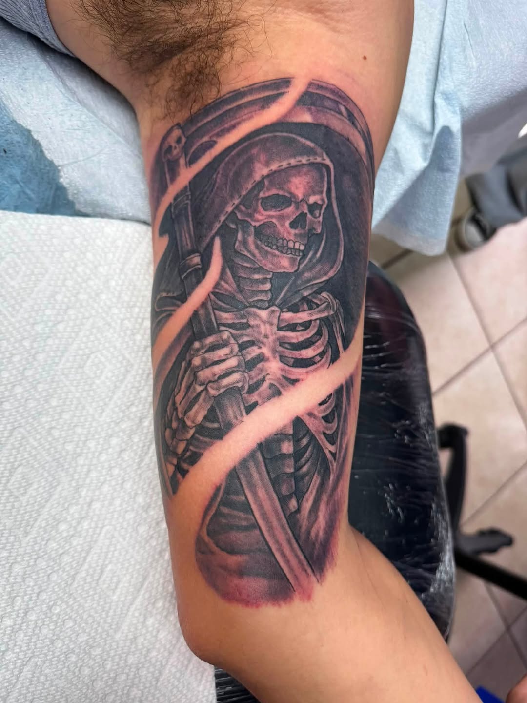 Tattoo by @mralextattoos — dark_realism, black_and_grey