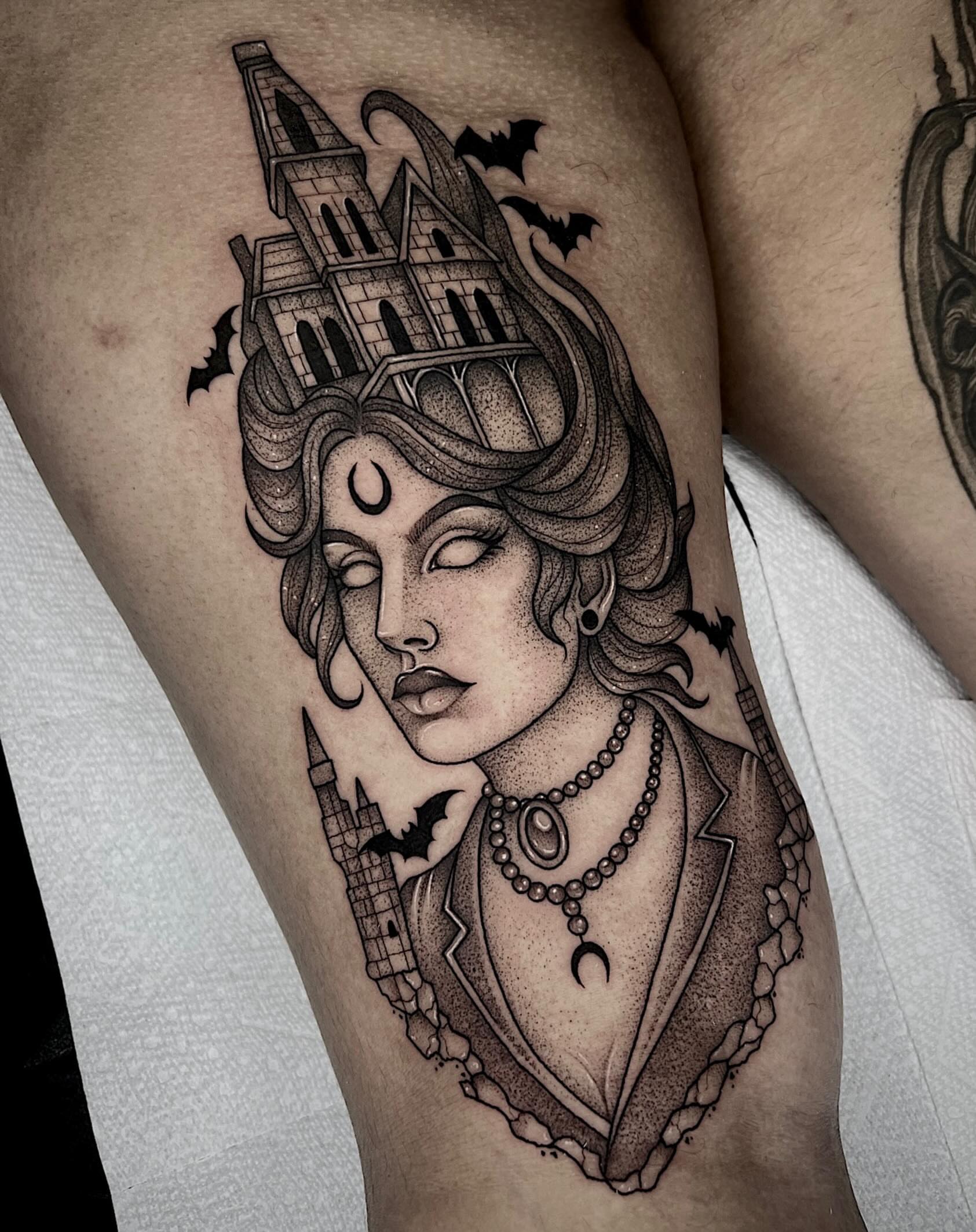 Tattoo by @brii.fletchtattoos β dotwork, dark_realism