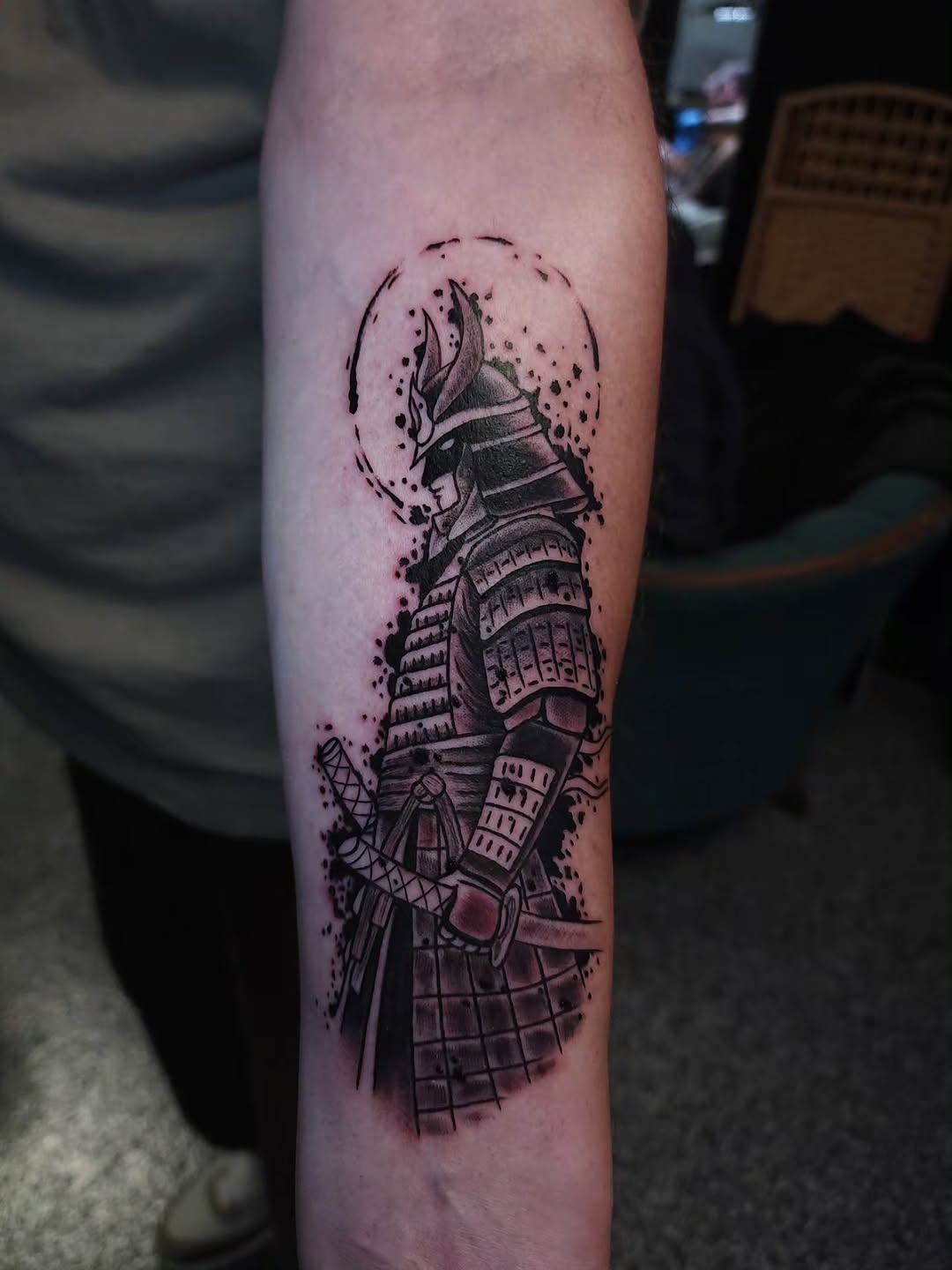 Tattoo by @inkbyxavia — black_and_grey, trash_polka