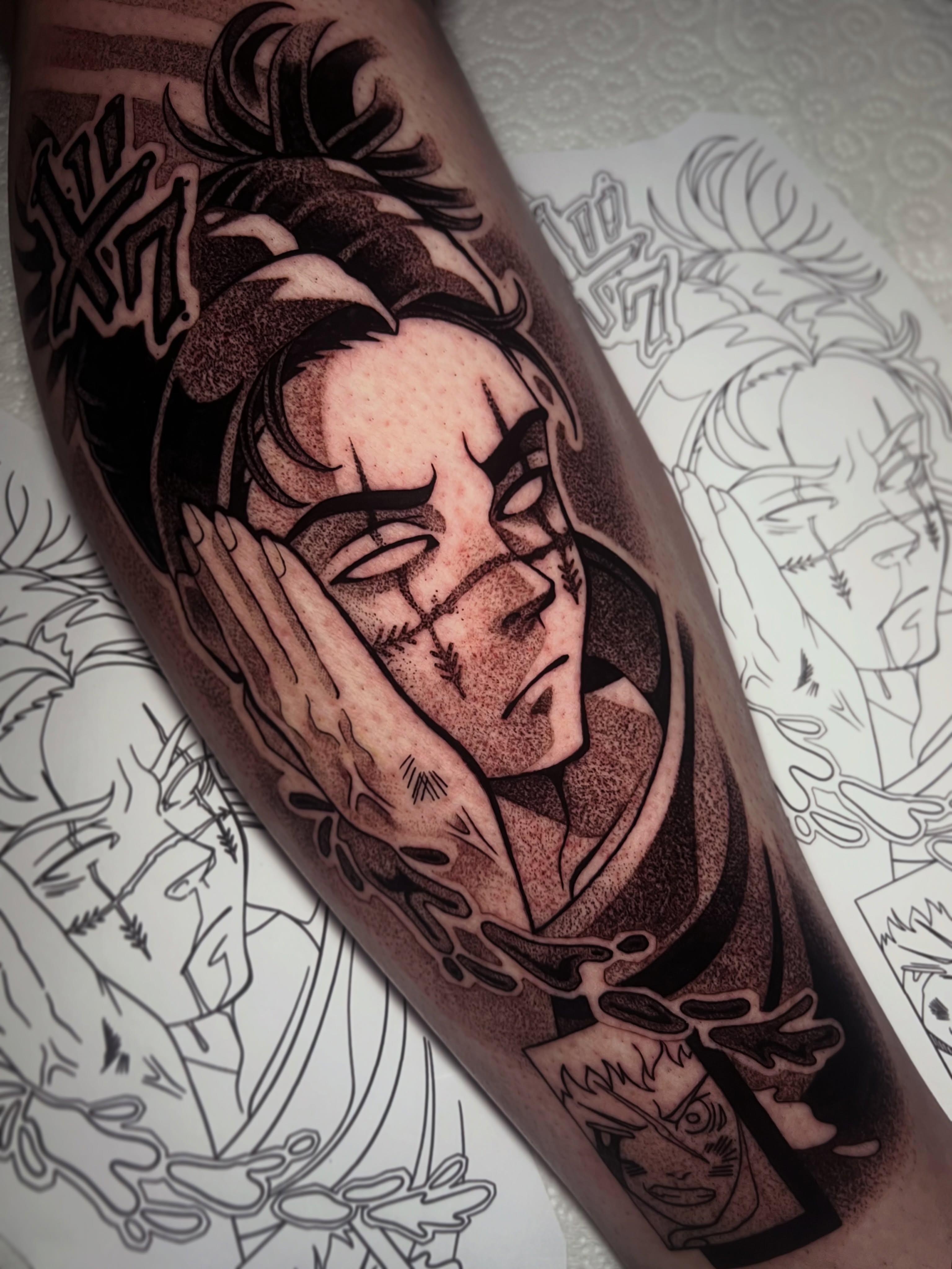 Tattoo by @jett_sonn β dotwork, anime