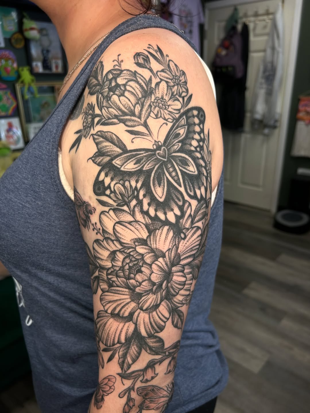 Tattoo by @audberry_tattoo — dotwork, black_and_grey