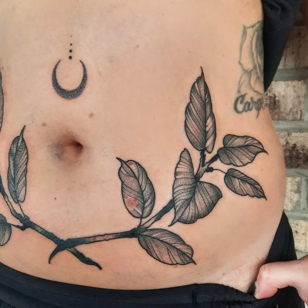 Tattoo by @k8carley_tattoos — black_and_grey, dotwork