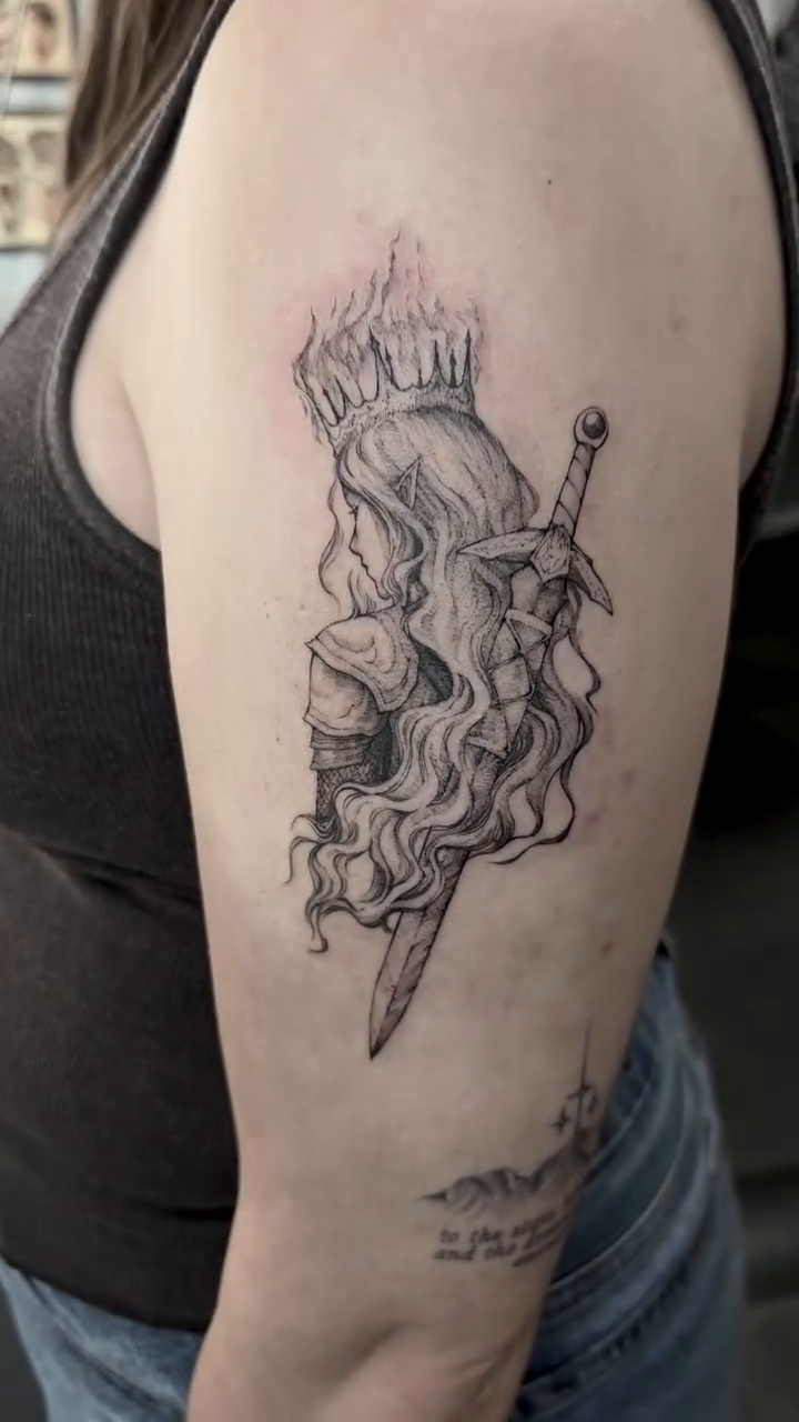 Tattoo by @harleetattoos — fine_line, black_and_grey
