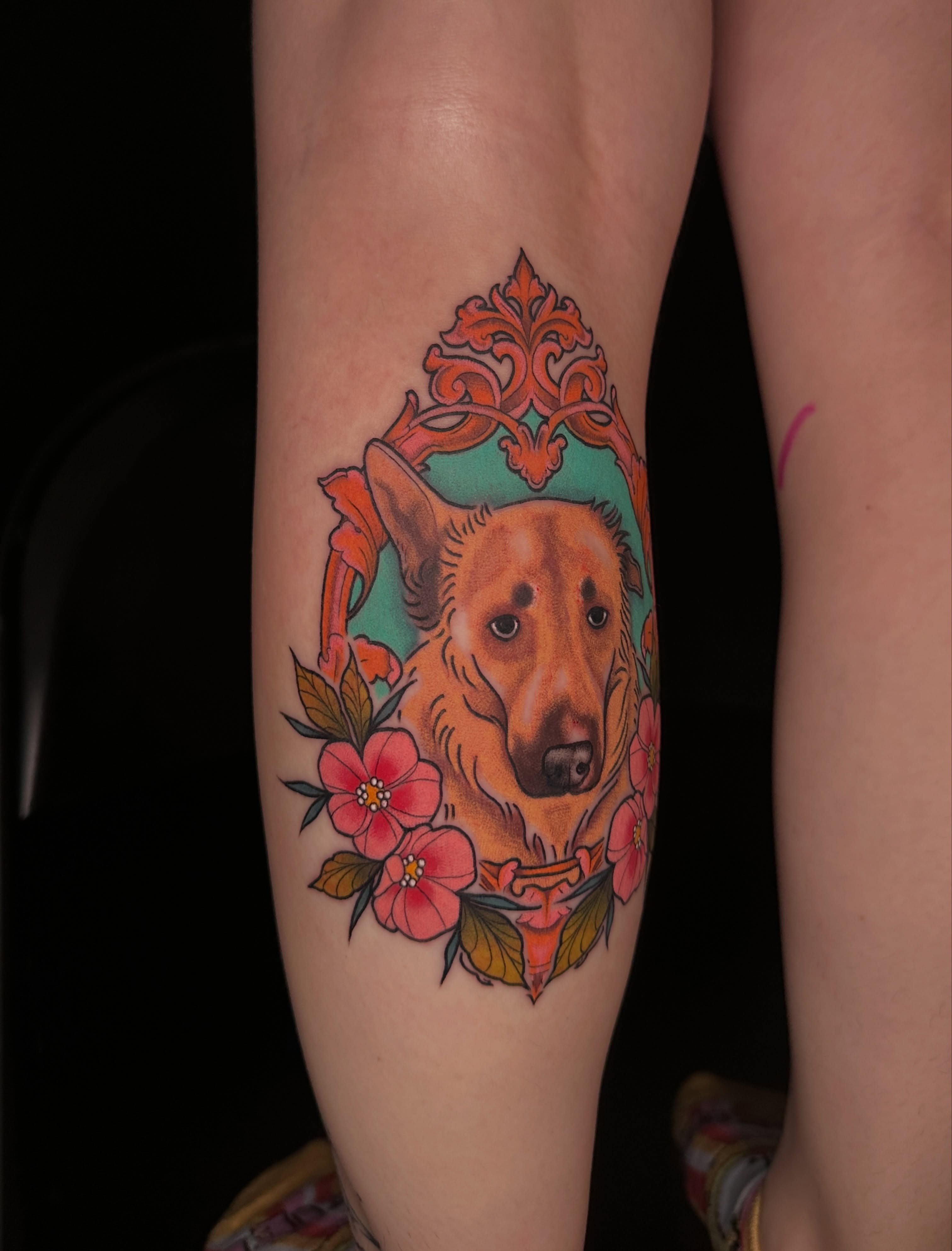 Dog portrait realism tattoo on the forearm by ⊹₊⟡⋆ 𝕵𝖔𝖎𝖊 ⊹₊⟡⋆