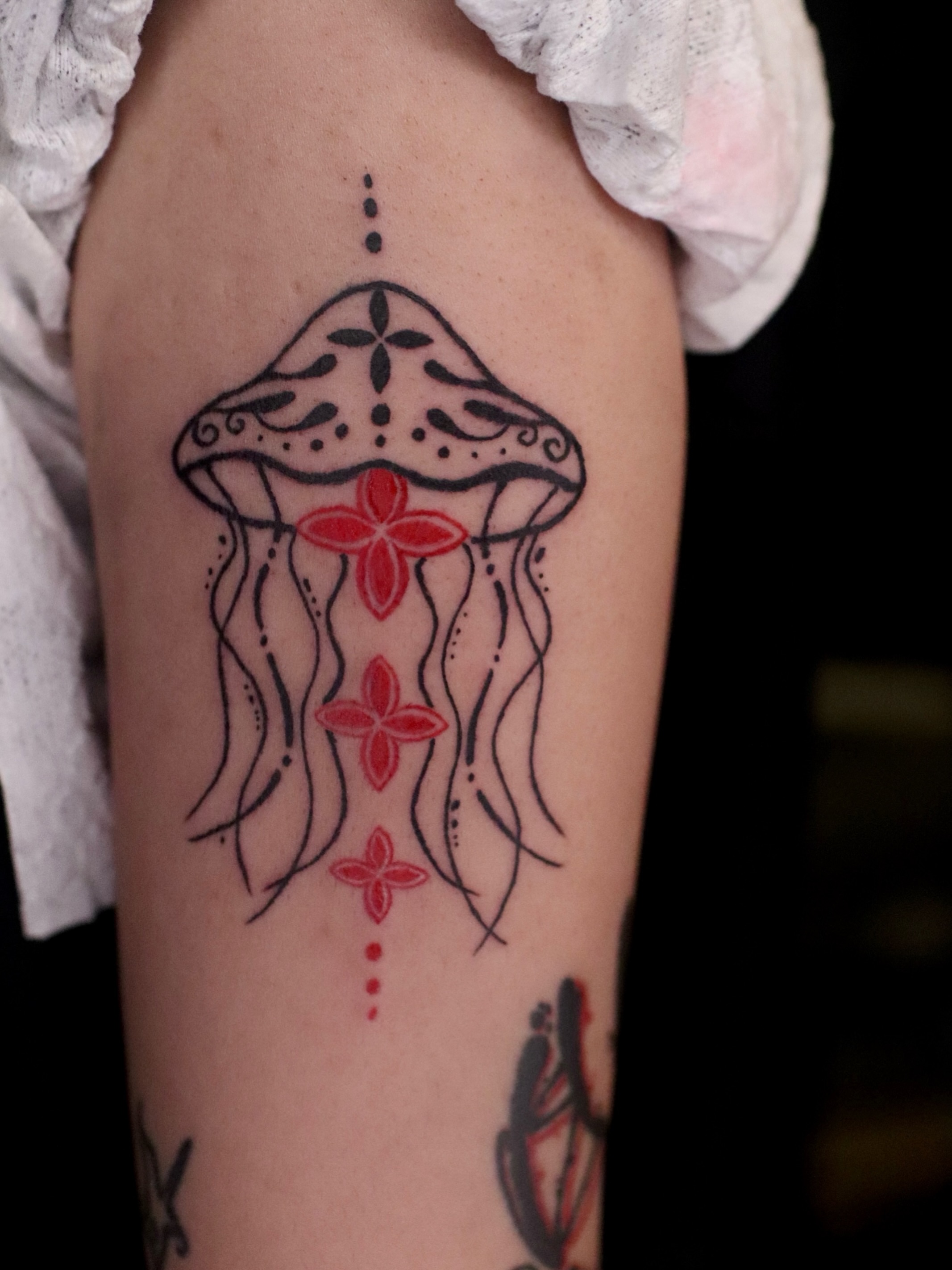 Tattoo by @pinking__tt — dotwork, geometric
