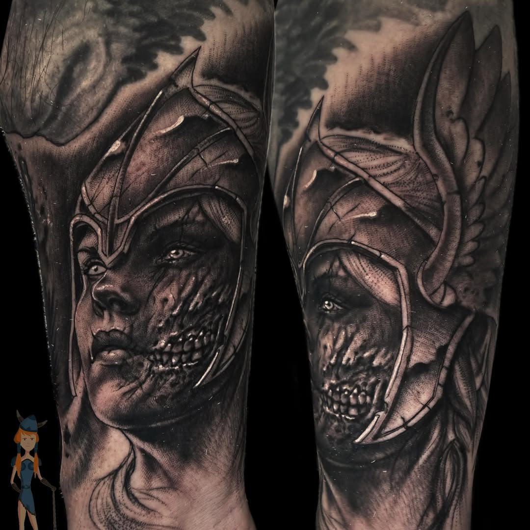 Viking warrior portrait realism tattoo on the forearm by ๐ฟ๐๐ฃ๐๐๐ก ๐๐ค๐ ๐ค๐ง๐ฃ๐ฎ, Middletown, Orange County, New York