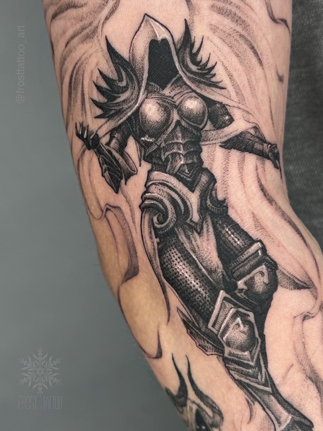 Tattoo by @frosttattoo_art — black_and_grey, realism
