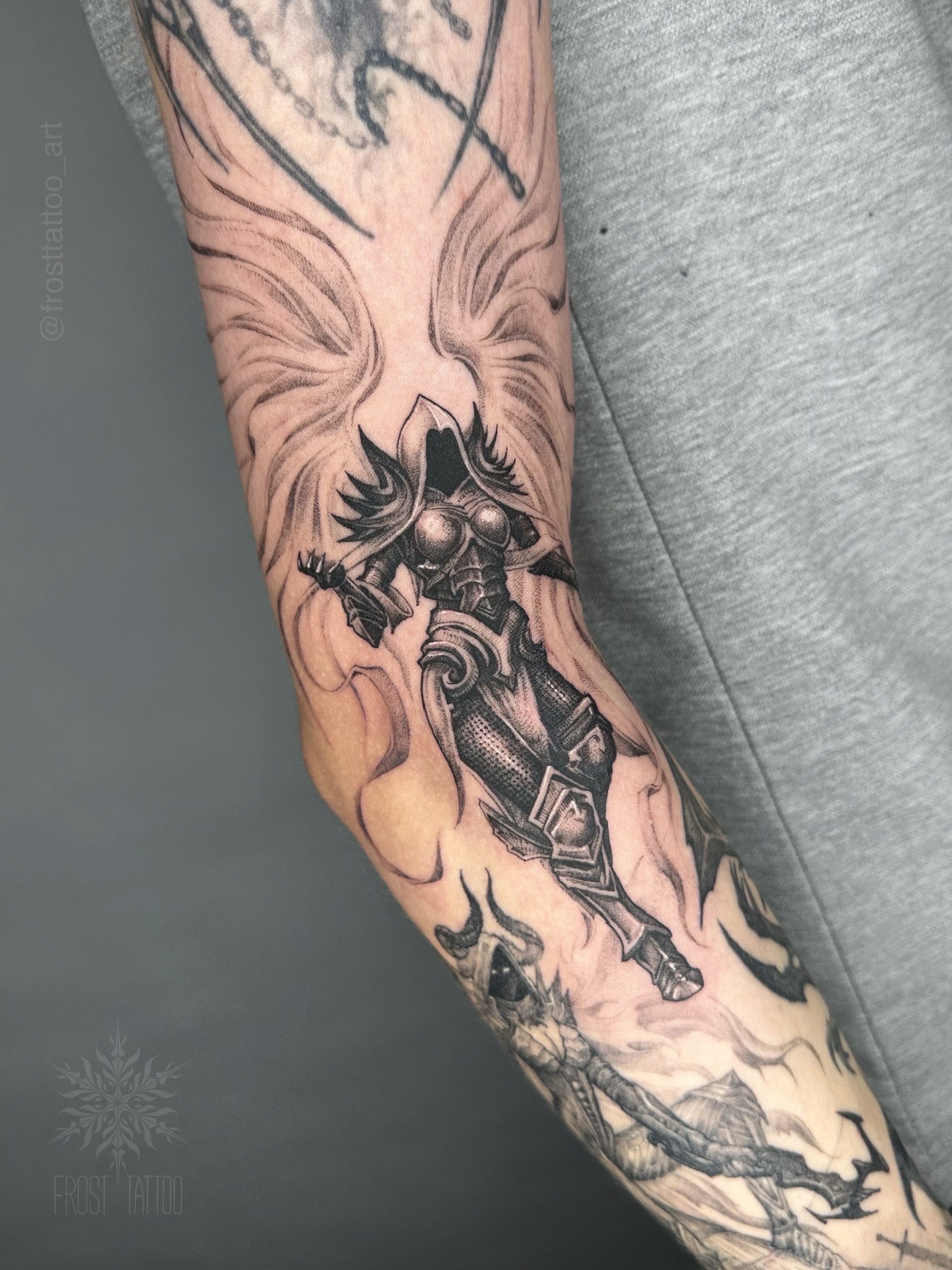 Tattoo by @frosttattoo_art — black_and_grey, realism