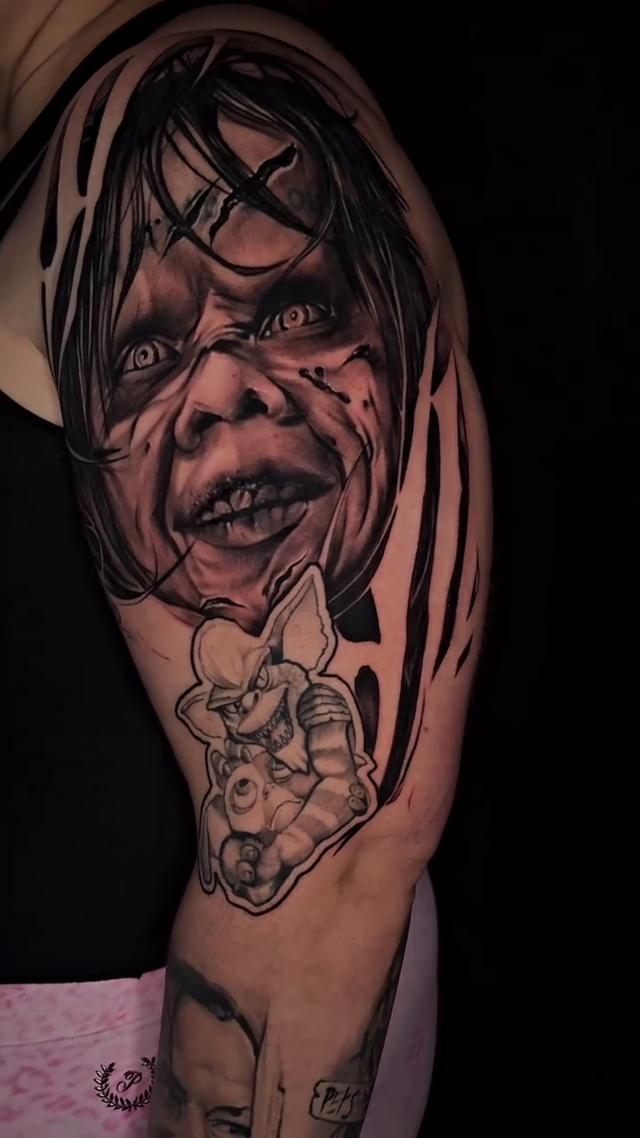 Tattoo by @chief_greytones — dark_realism, black_and_grey