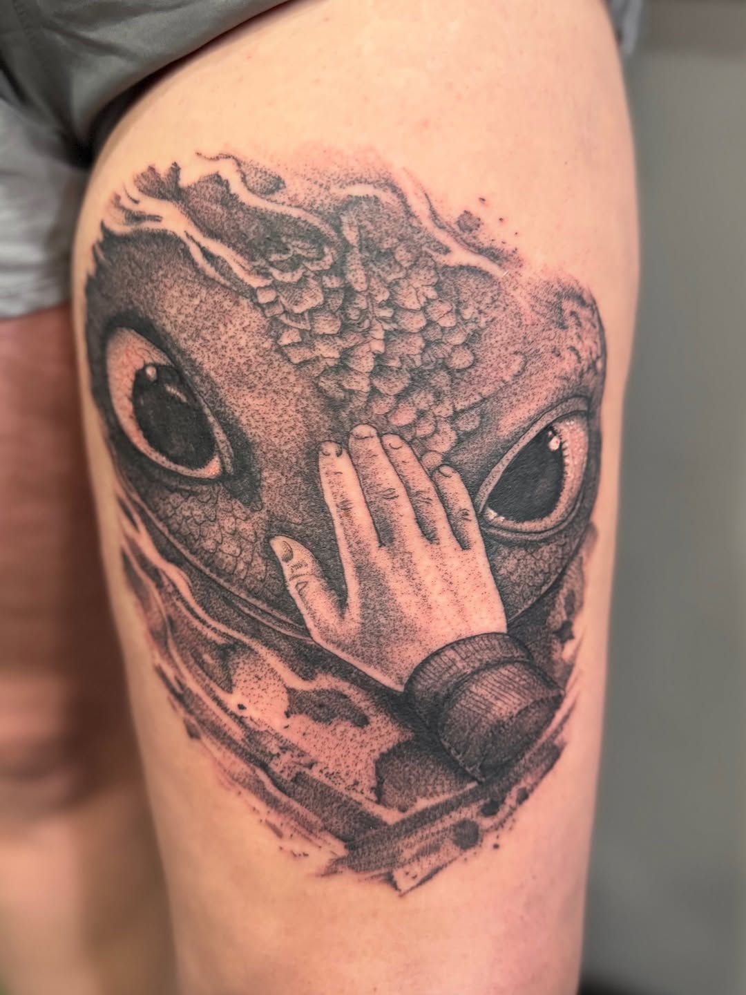 Tattoo by @davepotavin — realism, dotwork