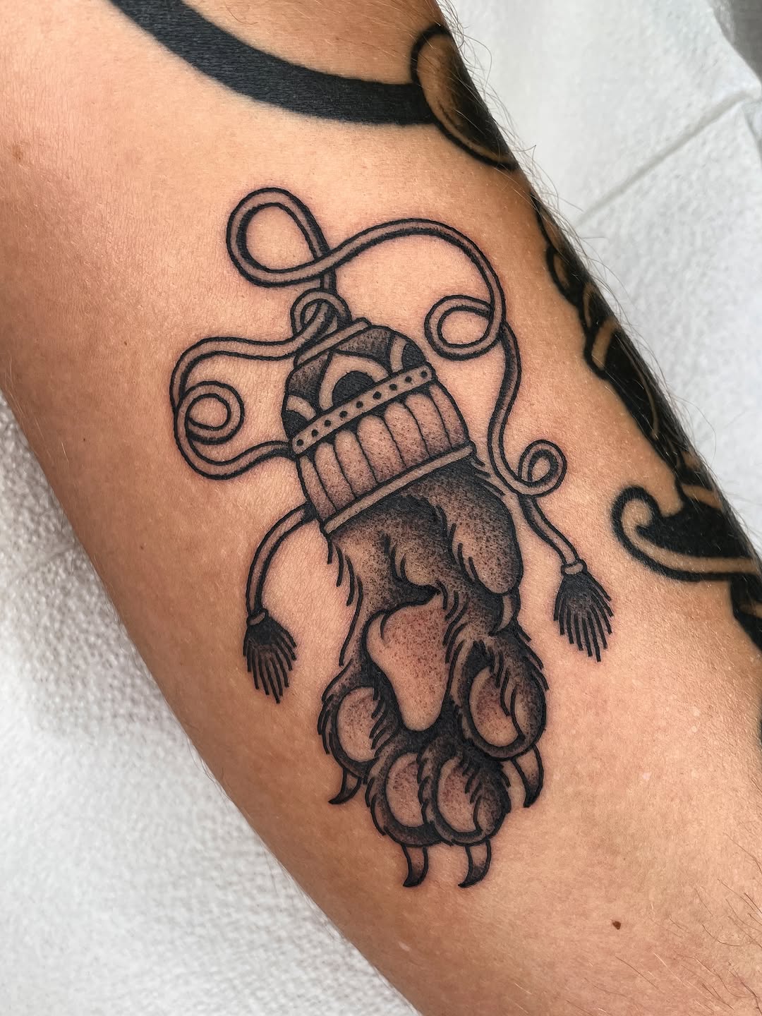 Tattoo by @emilyluxtattoos — american_traditional, black_and_grey