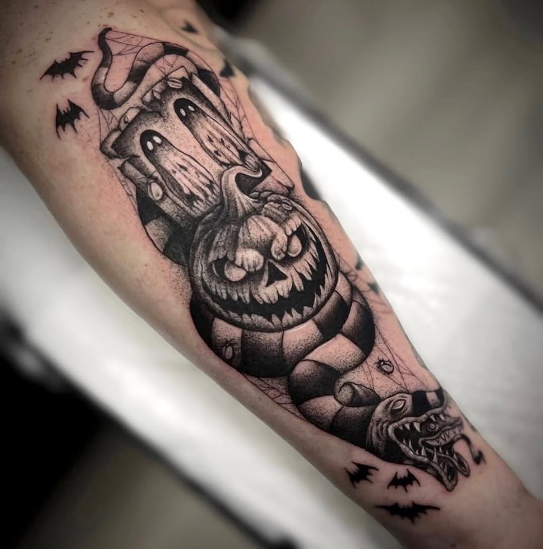 Tattoo by @leawhite_tattoos — black_and_grey, dark_realism
