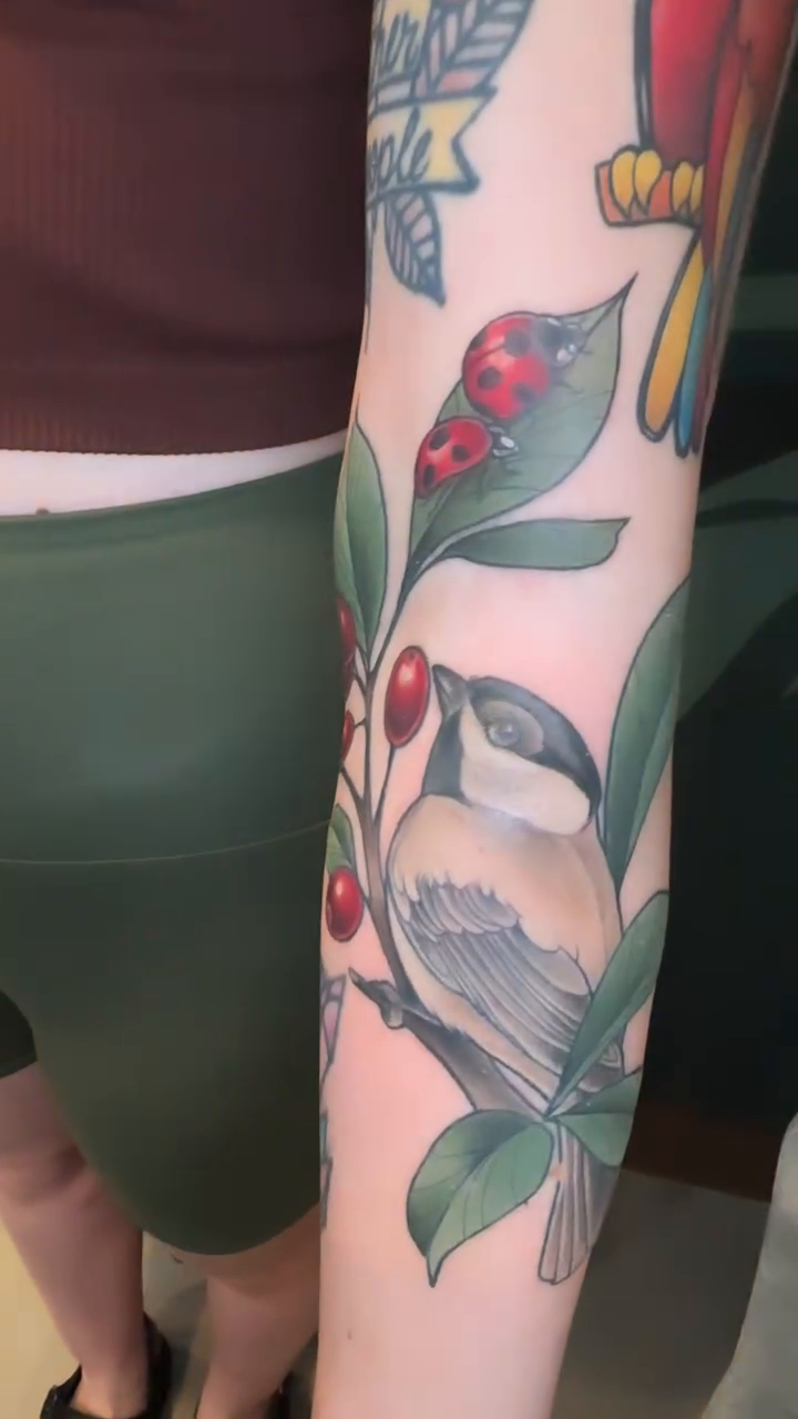 Watercolor tattoo on the forearm by Katie Hutchins, Dayton, Ohio