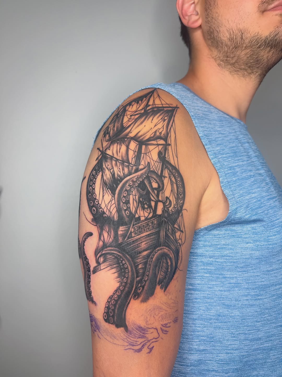 Tattoo by @inkbymercury — black_and_grey, realism