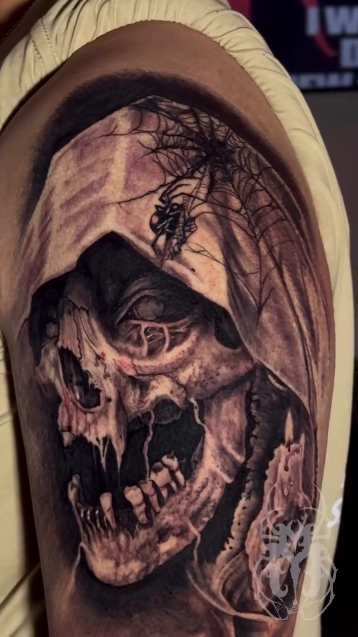 Tattoo by @maverickmayesart — dark_realism, black_and_grey