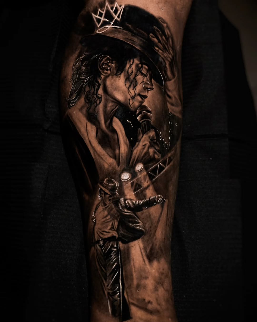 Michael Jackson performing realism tattoo on the forearm by Baxtertattoo