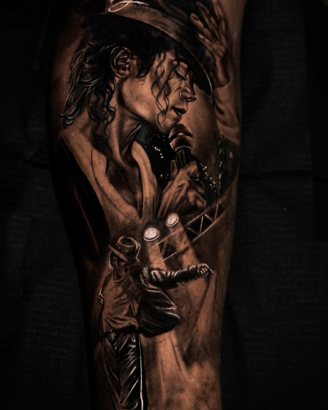 Michael Jackson performing realism tattoo on the forearm by Baxtertattoo