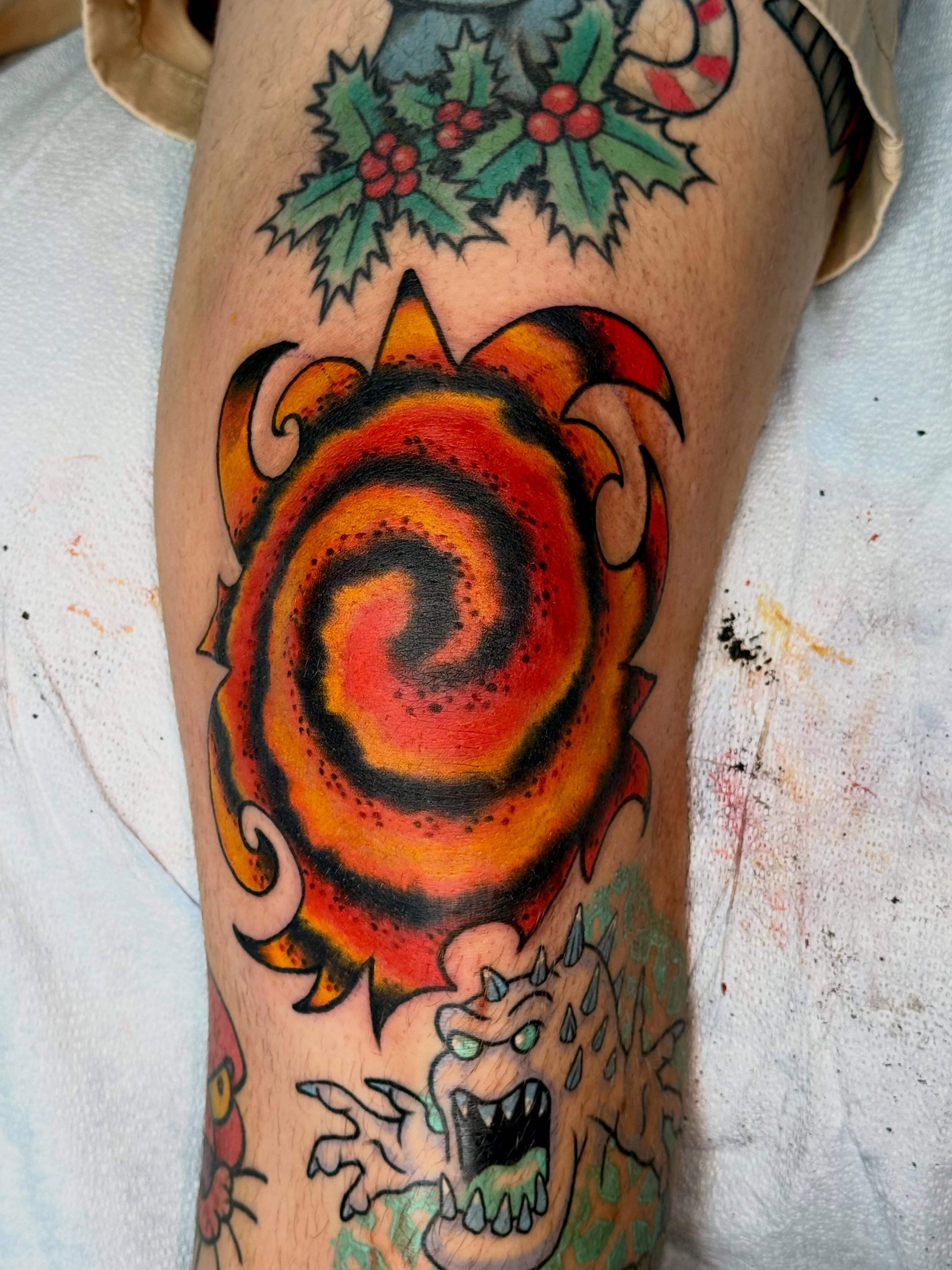 Spiral dotwork tattoo on the forearm by KevinBetsch