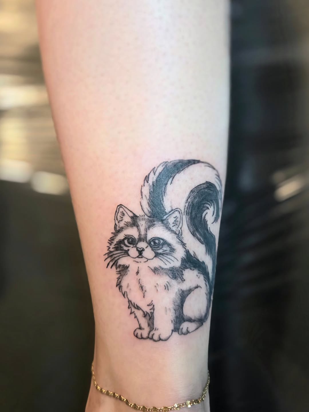 Fluffy cat realism tattoo on the forearm by Courtney, Lakewood, Ohio