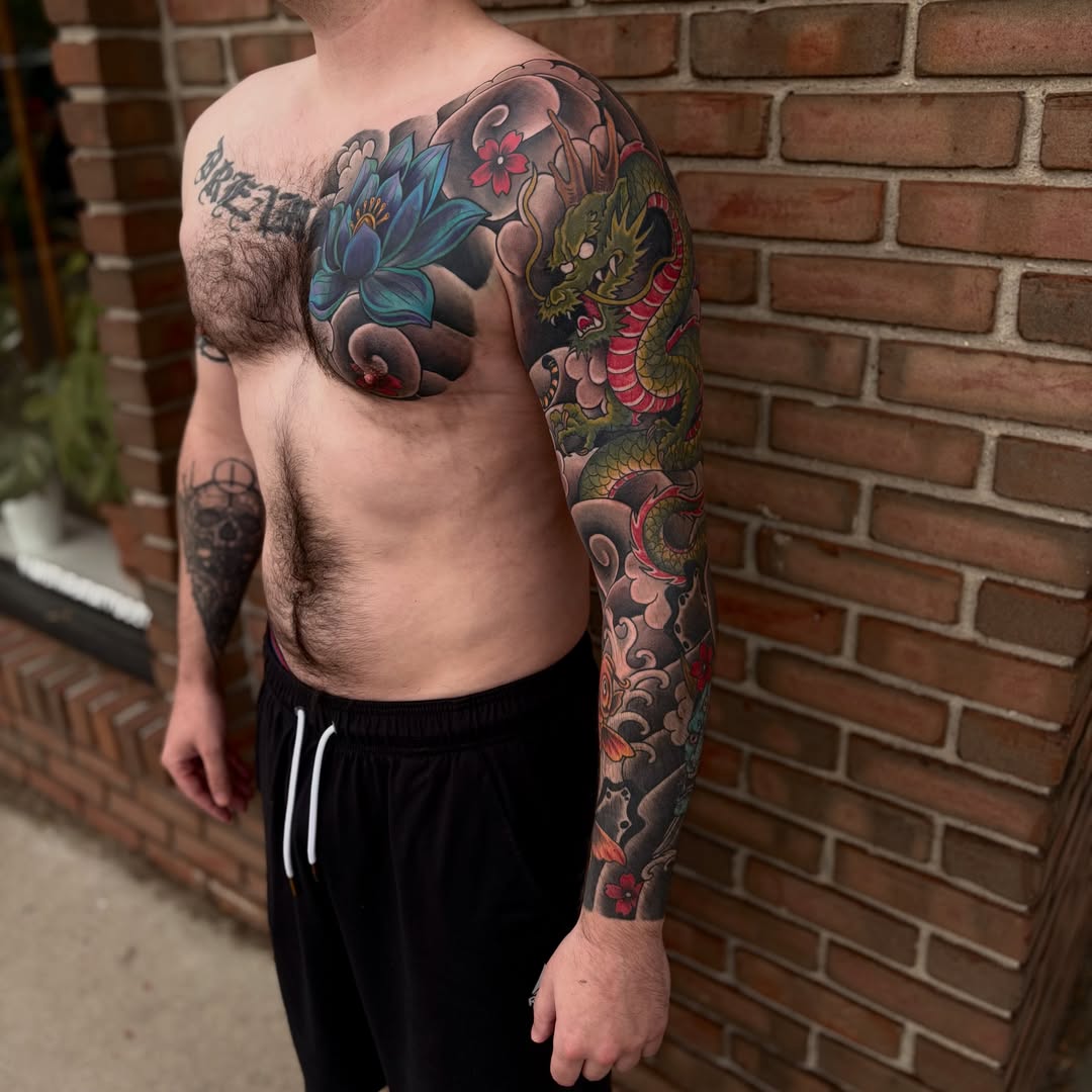 Tattoo by @ldempseytattoos — japanese_irezumi, black_and_grey