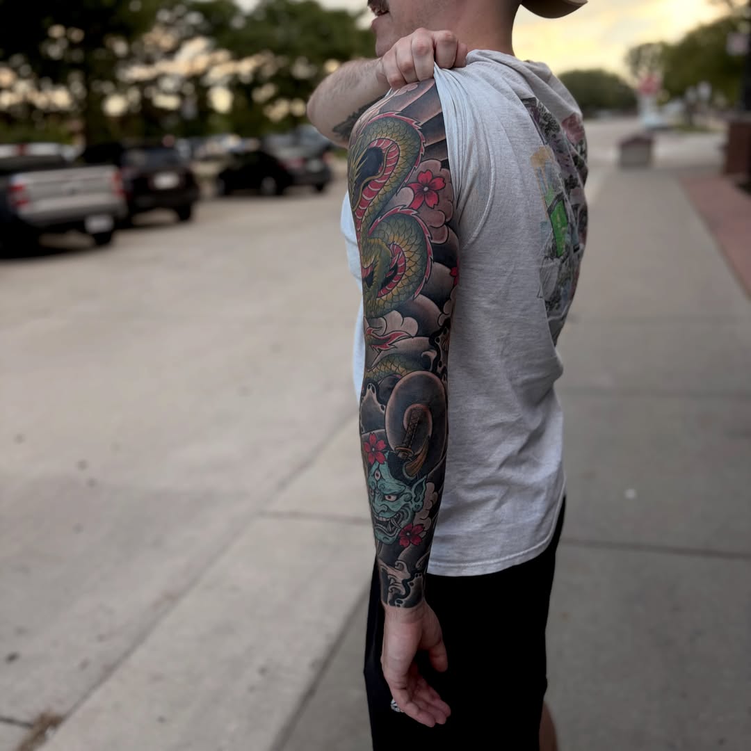 Tattoo by @ldempseytattoos — japanese_irezumi, black_and_grey