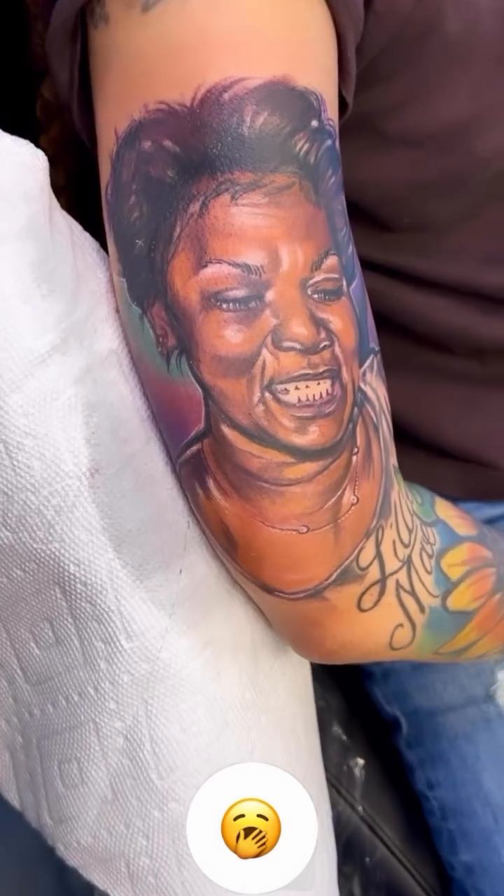 Realism tattoo on the upper arm by Inkby_larry
