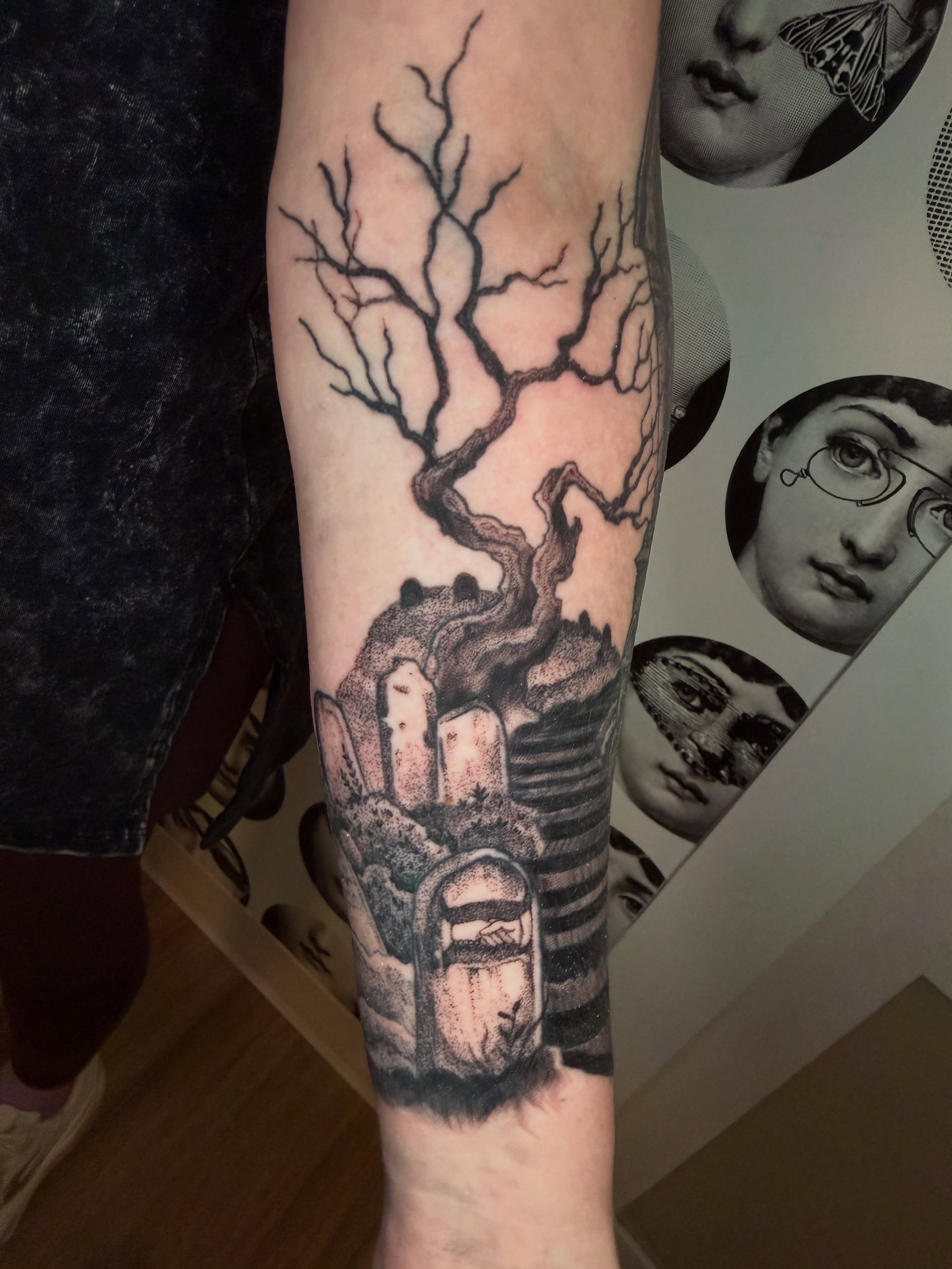 Tattoo by @thepinklady.tattoos — dotwork, black_and_grey