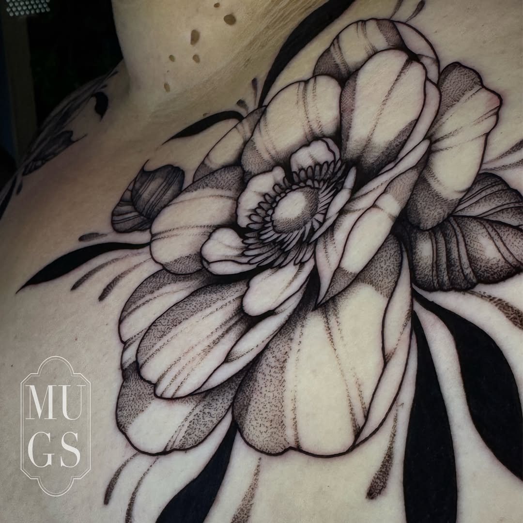 Tattoo by @tattoosbymugs — black_and_grey, dotwork
