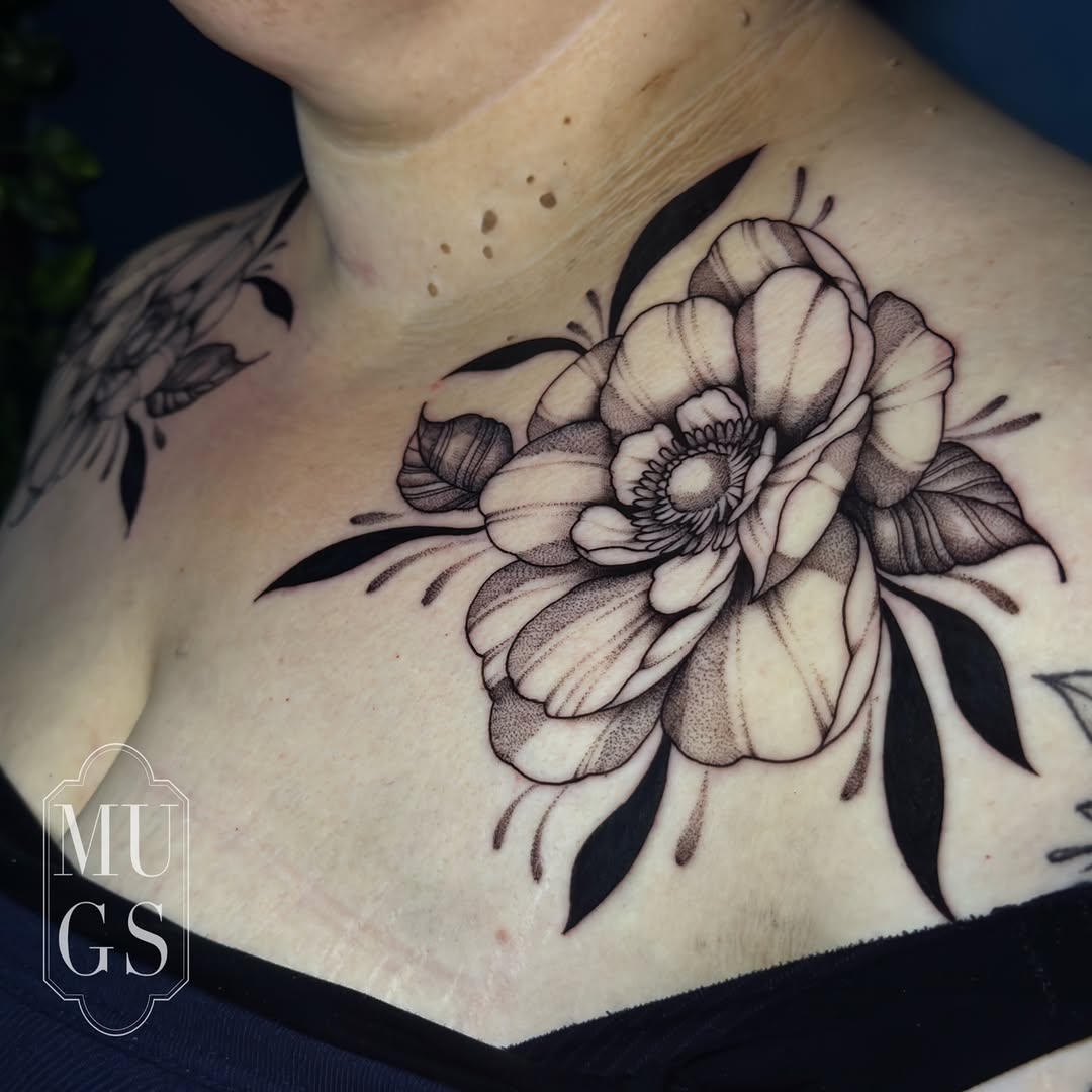 Tattoo by @tattoosbymugs — black_and_grey, dotwork