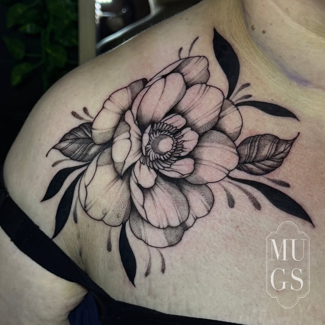 Tattoo by @tattoosbymugs — black_and_grey, dotwork