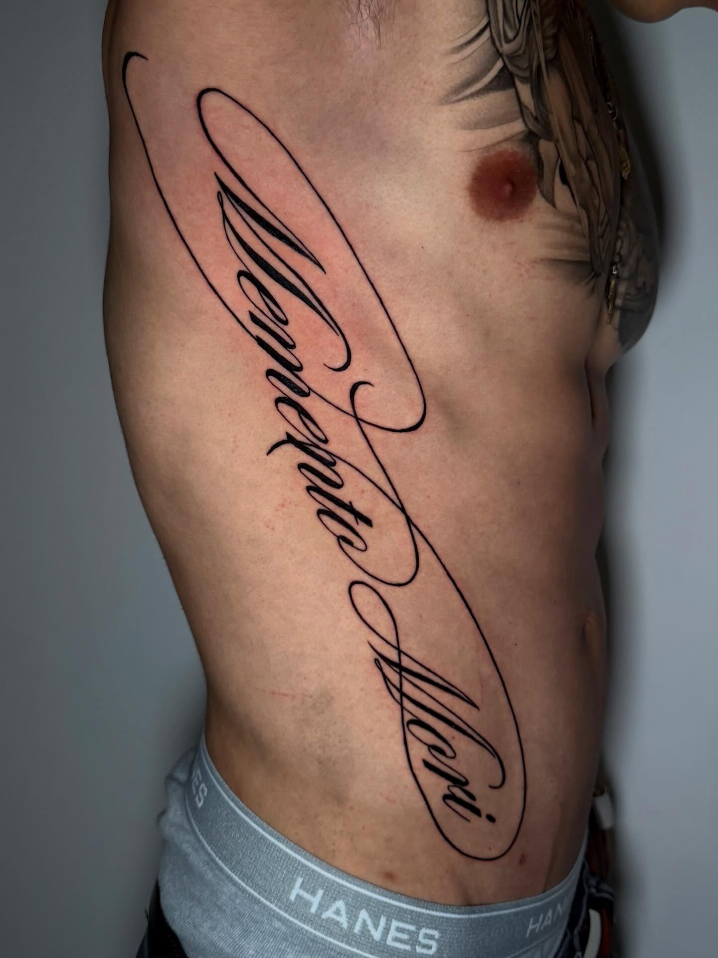 Tattoo by @markedbykris — lettering_script
