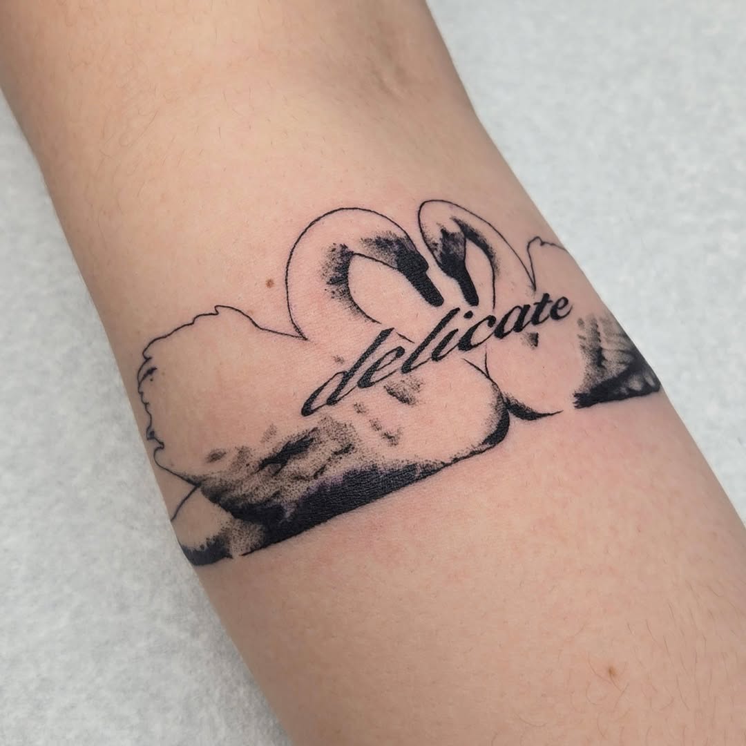 Tattoo by @carshark__ — black_and_grey, lettering_script