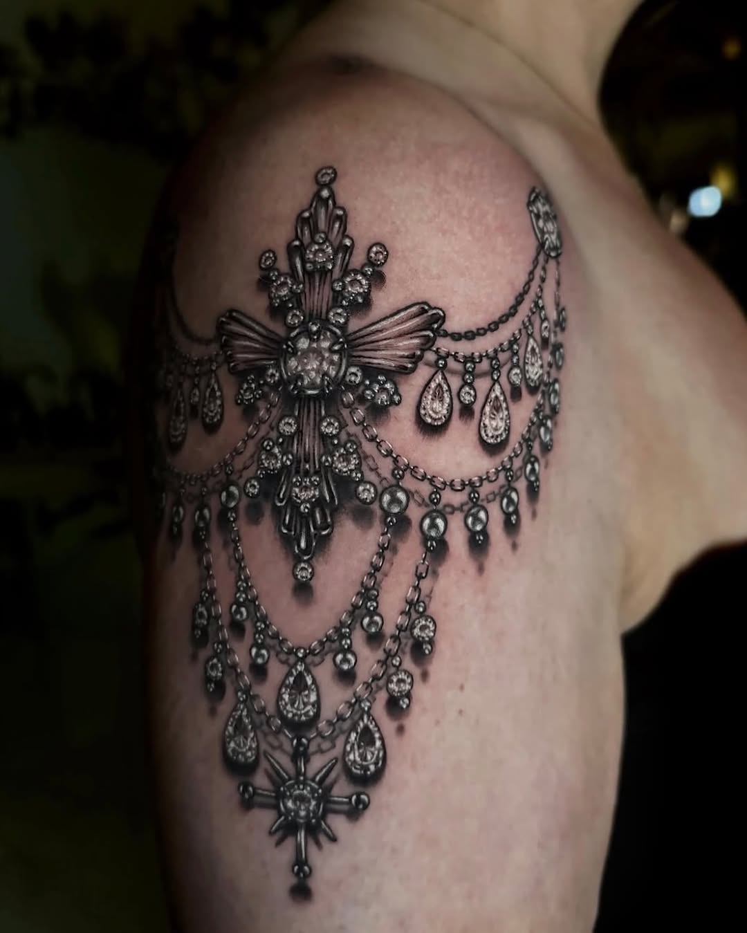 Tattoo by @amberstrangetattoos โ realism, black_and_grey